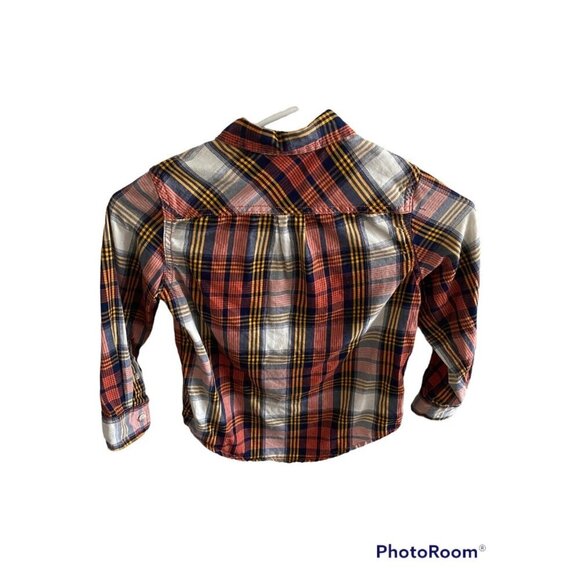 Cat & Jack Plaid Button Down Collared Shirt Size XS 4/5 - Picture 3 of 4
